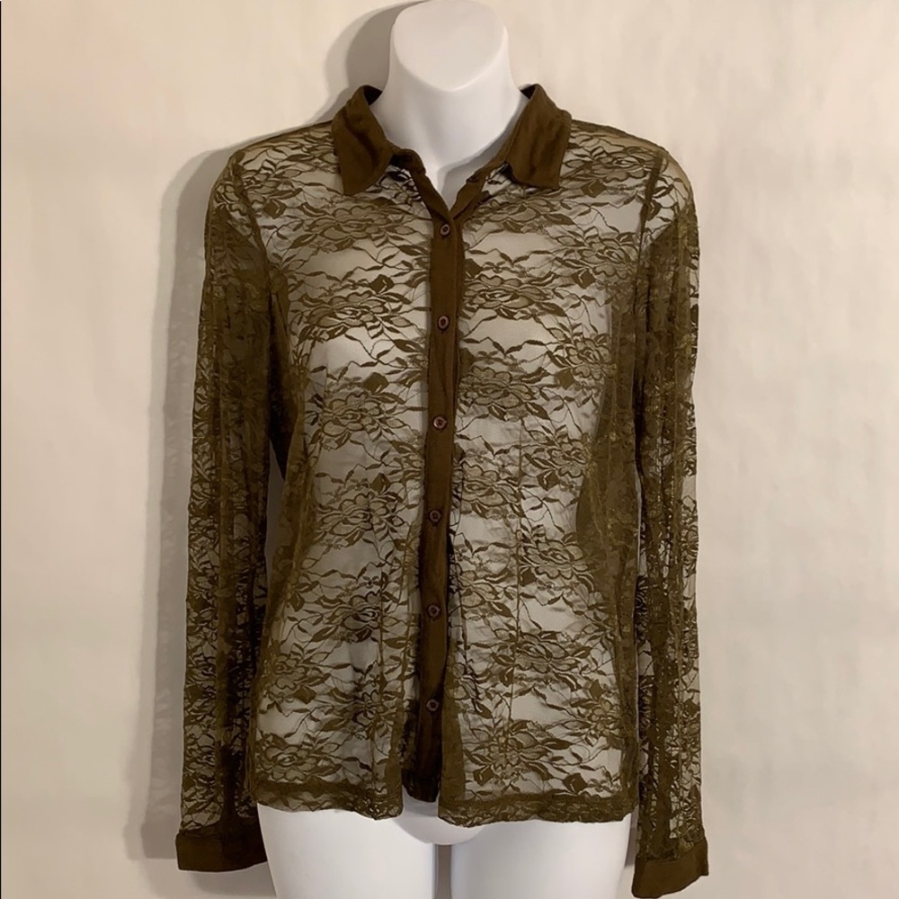 Forever 21 Army Green Lace Blouse !
